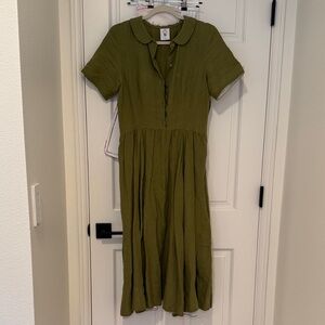 Son de flor classic dress in apple green, size S